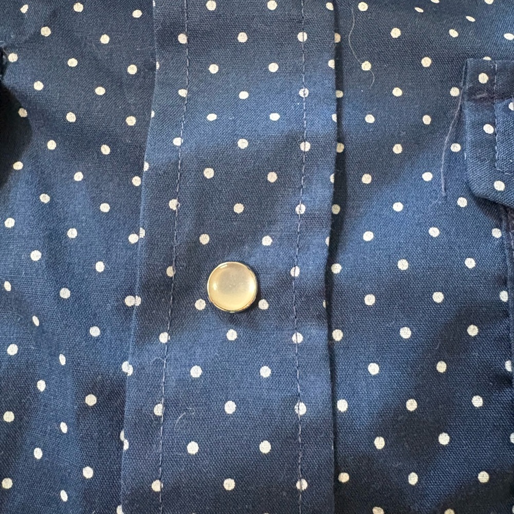 VTG Men's Navy Blue WESTERN Polka Dot pearl snap Shirt - Picture 3 of 11